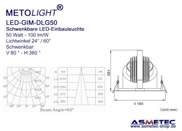 METOLIGHT LED schwenkbare Leuchte, 50 Watt - www.asmetec-shop.de