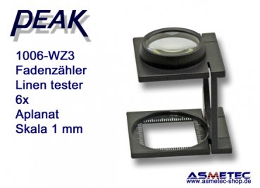 PEAK 1006-WZ3 Fadenzähler, verzeichnungsfrei, 6x - www.asmetec-shop.de, peak optics, PEAK-Lupe