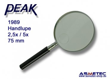 PEAK-Optics 1989 Handlupe, 2,5 +5fach, 75 mm Linse
