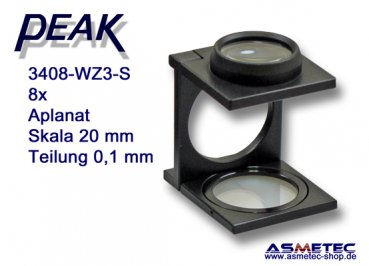 PEAK 3408-WZ3-S (AP8) Fadenzähler 8fach mit Skala 0,1 mm-Teilung