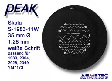 Peak Ersatzskala 1983-11W, weiße Schrift, für Messlupe 1983 - www.asmetec-shop.de, PEAK-Optics