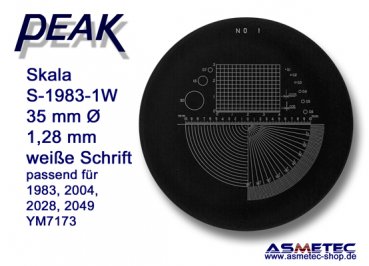 Peak Ersatzskala 1983-1W, weiße Schrift, für Messlupe 1983 - www.asmetec-shop.de, PEAK-Optics