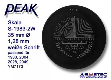 Peak Ersatzskala 1983-2W, weiße Schrift, für Messlupe 1983 - www.asmetec-shop.de, PEAK-Optics