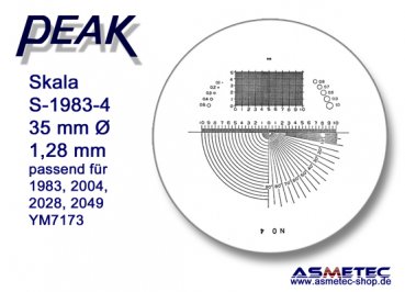 Peak glas scale 1983-4 for scale loupe 1983, - www.asmetec-shop.de