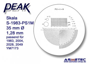 Peak glas scale 1983-PSM4 for scale loupe 1983, - www.asmetec-shop.de