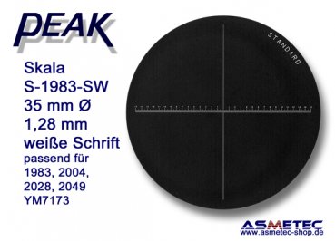 Peak glas scale 1983-SW, white printing,  for scale loupe 1983, - www.asmetec-shop.de
