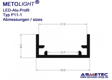 Aluminium-LED-Profil P11 - www.asmetec-shop.de