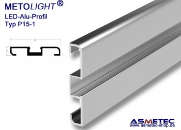 LED-Aluminium Profile P15M-2, white grounded, 2 m long