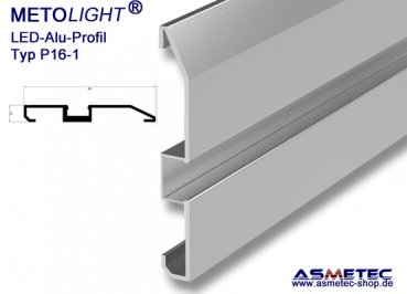 LED-Aluminium Profile P16M-2, white grounded, 2 m long