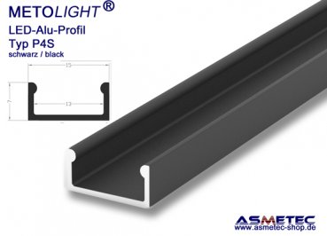 LED-Aluminium Profile P4S-2, black, 2 m long, on wall