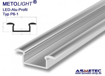 LED-Aluminium Profile P6M-2, anodised, 2 m long, recessed