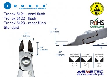 Tronex 5123 ESD-Ovalkopf Seitenschneider