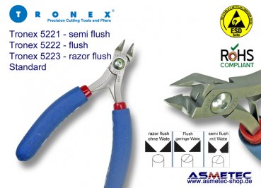 Tronex 5222 - Spitzkopf Seitenschneider, flach - geringe Wate