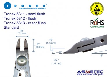 Tronex 5311 ESD-Ovalkopf Seitenschneider