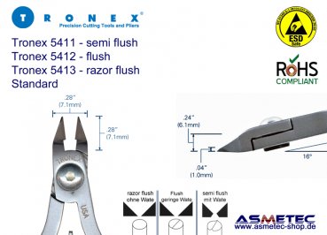 Tronex 5413 ESD-Spitzkopf Seitenschneider - www.asmetec-shop.de