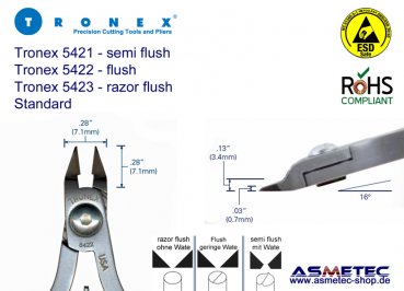 Tronex 5421 ESD-Spitzkopf Seitenschneider - www.asmetec-shop.de