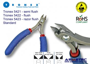 Tronex 5423 - Spitzkopf Seitenschneider, flach - ohne Wate
