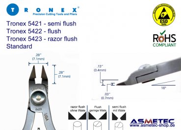 Tronex 5423 ESD-Spitzkopf Seitenschneider - www.asmetec-shop.de