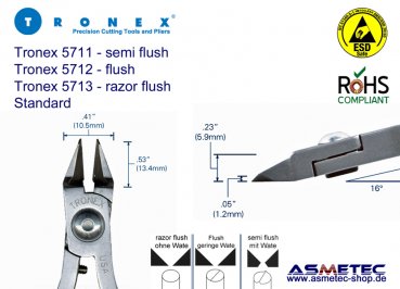 Tronex 5711 ESD-Spitzkopf Seitenschneider - www.asmetec-shop.de