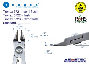 Tronex 5721 ESD-Spitzkopf Seitenschneider - www.asmetec-shop.de