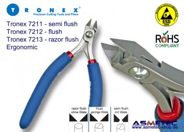 Tronex 7213 - Spitzkopf Seitenschneider, ergonomisch, ohne Wate - Kopie