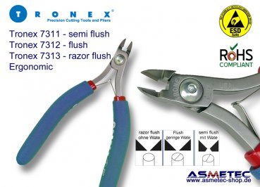 Tronex 7313 - Mini Ovalkopf Seitenschneider, ergonomisch - ohne Wate