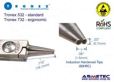Tronex 732 - round nose plier, ergonomic - www.asmetec-ahop.de
