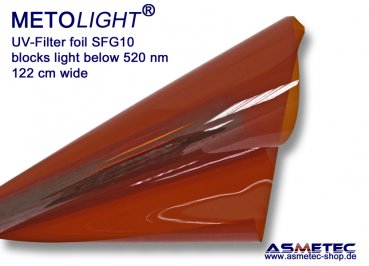 UV-Filterfolie Metolight SFC-10, blockt Licht unter 400 nm - www.asmetec-shop.de