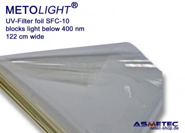 UV-Filterfolie Metolight SFC-10, blockt Licht unter 400 nm - www.asmetec-shop.de