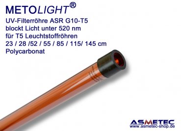 UV-Filterröhre T5-ASR-G10, bernstein, 520 nm,  22 cm für 6 Watt Leuchtstoffröhre