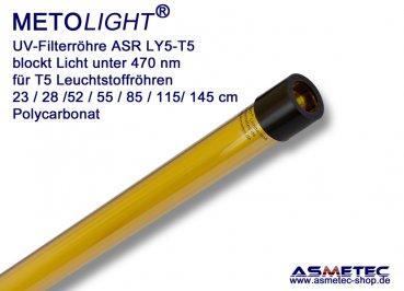 UV-Filterröhre T5-ASR-LY5, gelb, 470 nm,  22 cm für 6 Watt Leuchtstoffröhre