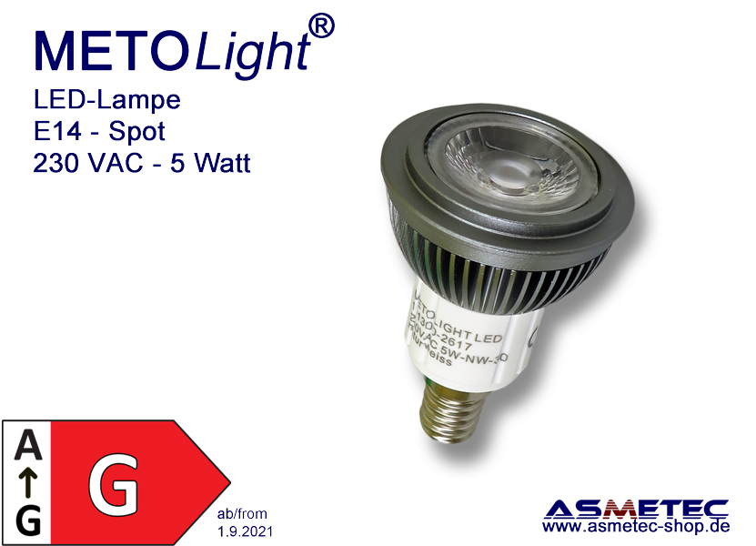 Tarief Polijsten dealer LED-Spot E14, 5 Watt, CREE, 30°, Energy class A++ - Asmetec LED Technology