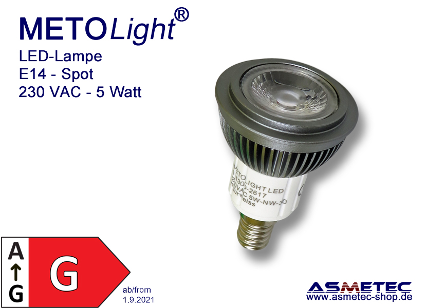 Kwade trouw trolleybus consensus LED-Spot E14, 5 Watt, CREE, 30°, Energy class A++ - Asmetec LED Technology