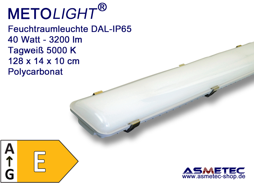 LED Tri Proof Luminaire IP65 waterproof 128 cm 40 W 3200 lm pure white Asmetec LED Technology