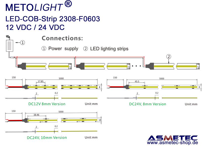 LED-Strip COB-24V-14W-08-nW-IP20 - Asmetec LED Technology