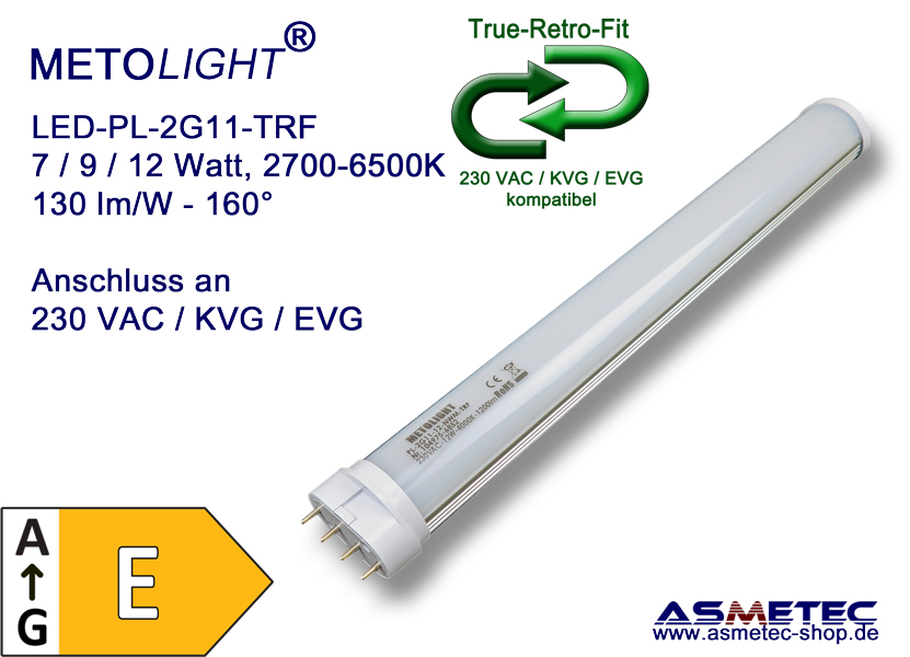 LED-PL-tube, 2G11-26-CWM-TRF, 25 Watt, cold white, 3500 lm, A++ - Asmetec  LED Technology