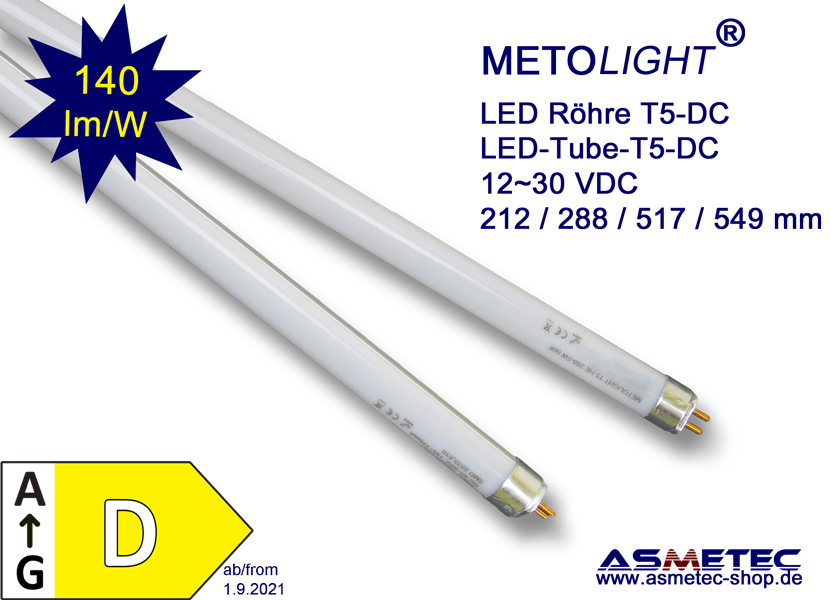 Funeral Everyone Feud METOLIGHT LED-Tube T5,-DC 288 mm 5 Watt, frosted, nature white, for DC  voltage 12 to 30 V DC - Asmetec LED Technology