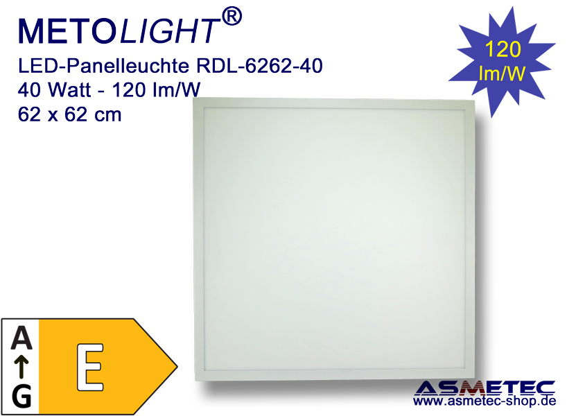 LED panel light 6262 40W NW Pro 40 Watt 4200 lm nature white Asmetec LED Technology