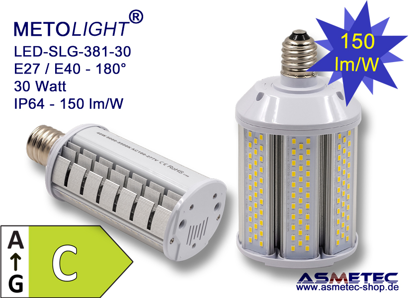 LED-Lamp SLG381, E27 - 30 Watt - 180°, 4200 lm, warm white - Asmetec LED