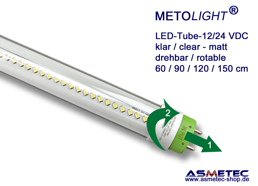 METOLIGHT LED-Tube-SCE-12_24-RC, 12/24 VDC, 120 cm, 20 Watt, T8, 2100 lm,  klar, pure white