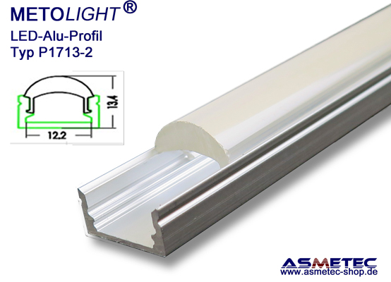 LED-Aluminium Profil P1713-2, anodisiert, 2 m lang - Asmetec