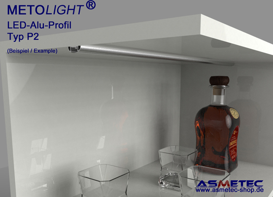 LED-Aluminium Profil P2M-2, anodisiert, 2 m lang - Asmetec