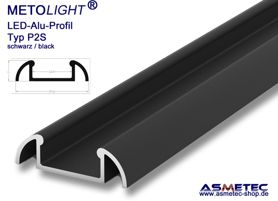 LED-Aluminium Profile black, 2 m long - Asmetec LED Technology