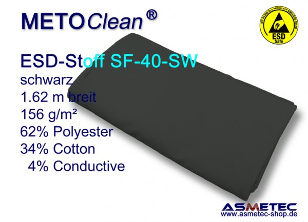 METOCLEAN ESD-Webstoff SF40-SW, schwarz - www.asmetec-shop.de