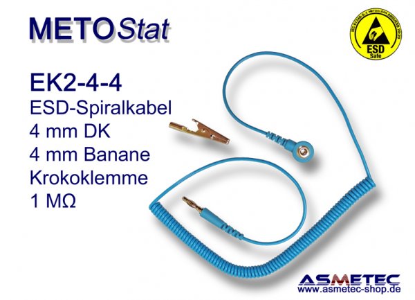 METOSTAT ESD-Erdungskabel-EK2-4-4, 1x4 mm Druckknopf, 1 x Banane - www.asmetec-shop.de