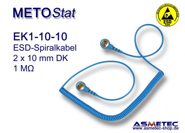 METOSTAT ESD-coil-cord-EK1, 2x 10 mm snap - www.asmetec-shop.de