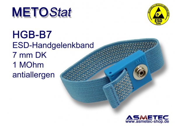 ESD-Handgelenkband HGB-B7, 7 mm Druckknopf, antiallergen - www.asmetec-ahop.de