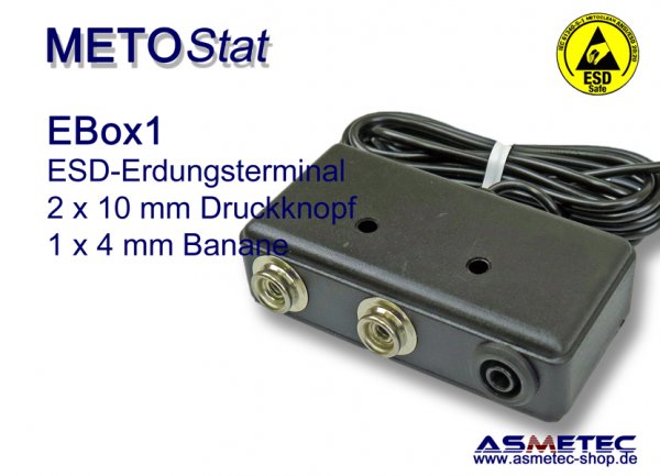 Metostat ESD Erdungsbox EBOX1, 2 x 10 mm Druckknopf - www.asmetec-shop.de