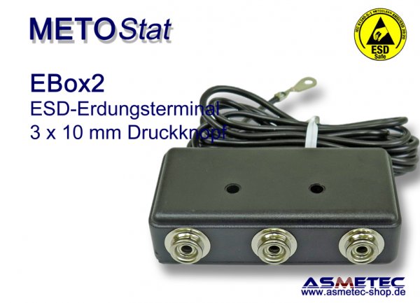 Metostat ESD Erdungsbox EBOX2, 3 x 10 mm Druckknopf - www.asmetec-shop.de