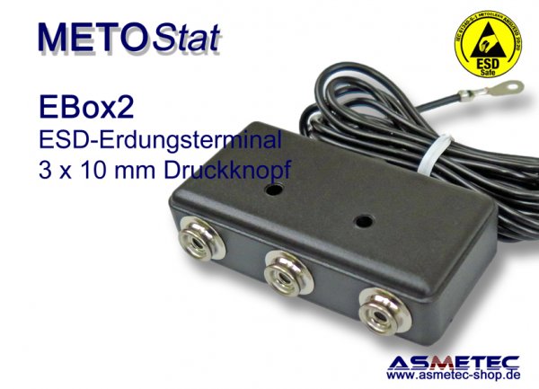 Metostat ESD Erdungsbox EBOX2, 3 x 10 mm Druckknopf - www.asmetec-shop.de